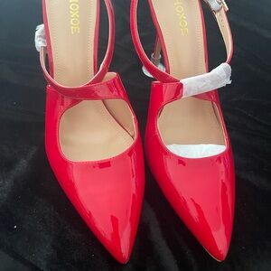 NWOT OHOXOE Size 10 Red Patent Leather Stiletto with 4” Heels